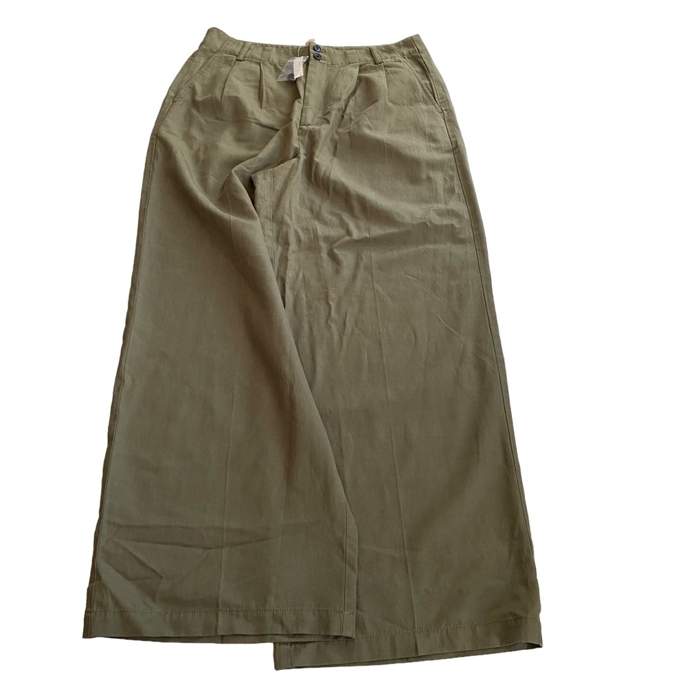 NWT 🫒 Madewell Harlow Wide-Leg Pants, Full Length, Linen Blend, Olive Green, 12 - Picture 6 of 16